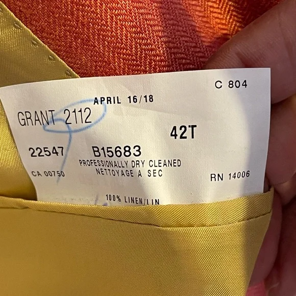 Maus & Hoffman Orange 100% Linen Blazer Sports Coat 42 Tall - Picture 14 of 16